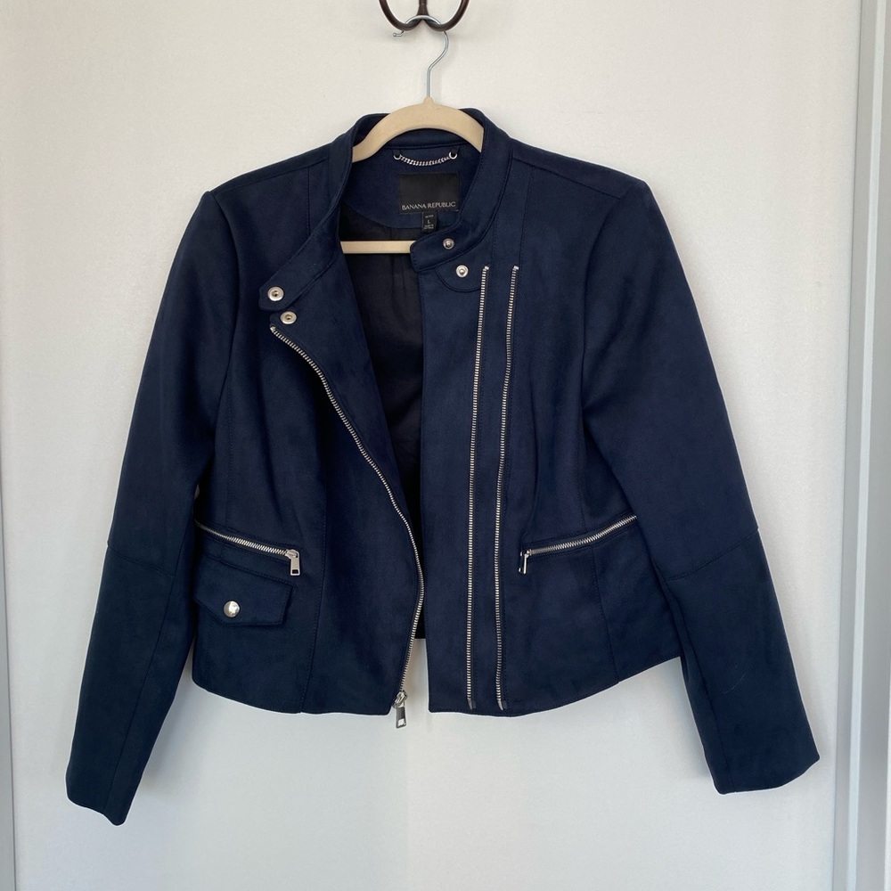 Banana Republic Blue Suede Biker Jacket